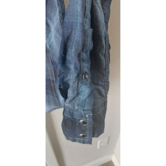 International Concepts Men's Shirt Blue Plaid Western Snap Button Long Sleeve-Sm - Picture 5 of 9